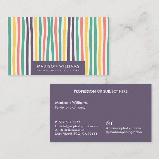 モノグラムの，名前， 名刺 (正面/裏面)