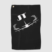 モノグラムの，空飛んでいる機，シンプル，ミニマリスト ゴルフタオル (正面)