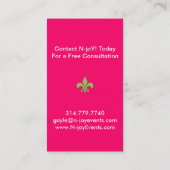 モノグラムの(紋章の)フラ・ダ・リのイベント・プランナのプロフィールカード 名刺 (裏面)