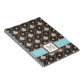 モノグラムの（紋章の）フラ・ダ・リの螺線形ノートジャーナル青 ノートブック (右側)