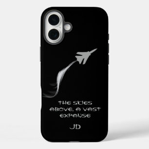 モノグラムの，詩，飛んでいる煙のある飛行機 iPhone 16 PLUSケース