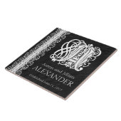 モノグラムの「黒の白いレース結婚」のタイル タイル (側面)