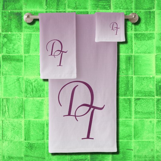 モノグラムの – 黒マゼンタグラデーションン バスタオルセット