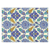 モノグラムのAzulejoの陶磁器のスタイルのヴィンテージのオーナメント テーブルクロス (正面(横))