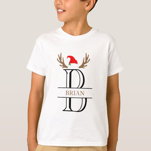モノグラムのBの文字 クリスマスの名前 楽しい クリスマス Tシャツ (正面)