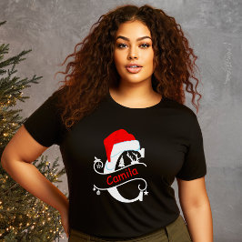 モノグラムのC名のパーソナライズされたクリスマス Tシャツ