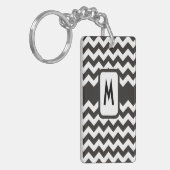 モノグラムのChevron Keychain：黒、白Zigzags キーホルダー (正面左)