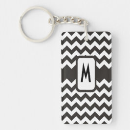 モノグラムのChevron Keychain：黒、白Zigzags キーホルダー