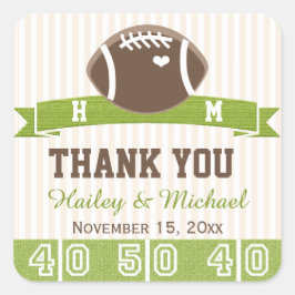 モノグラムのFOOTBALL THANK YOU結婚式の引き出物 スクエアシール