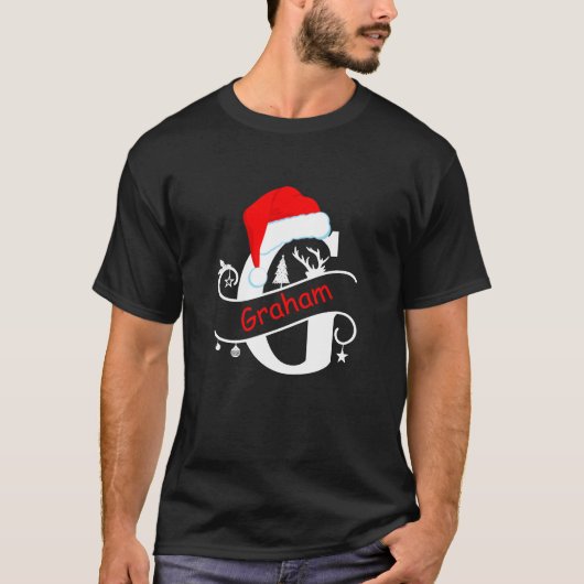モノグラムのG名のパーソナライズされたクリスマス Tシャツ (正面)
