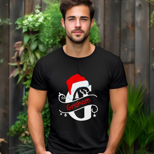 モノグラムのG名のパーソナライズされたクリスマス Tシャツ
