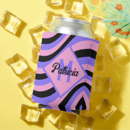 モノグラムのGroovyピンクと紫のブサイケデリックラック 缶クーラー