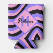 モノグラムのGroovyピンクと紫のブサイケデリックラック 缶クーラー (正面)