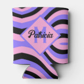 モノグラムのGroovyピンクと紫のブサイケデリックラック 缶クーラー (裏面)