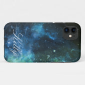 モノグラムのiPhoneは銀河系の星の青緑5/5Sを包装します Case-Mate iPhoneケース (裏面(横))