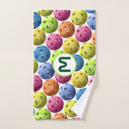 モノグラムのPickleballの汗タオル ハンドタオル (ハンドタオル)