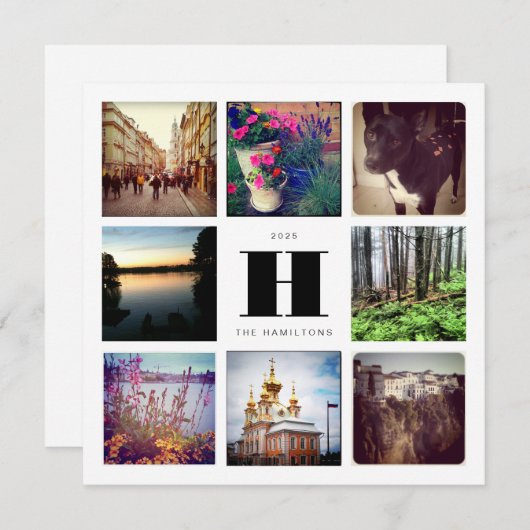 モノグラムのSquare 8フォトインスタグラムコラージュ シーズンカード (正面/裏面)