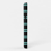 モノグラムはっきりしたと名前、ブラックのティール（緑がかった色）ライン Case-Mate iPhoneケース (裏面/右)