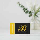 モノグラムはっきりしたイエローブラックアイキャッチング 名刺 (スタンド正面)