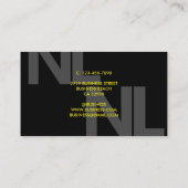 モノグラムはっきりしたイエロー白黒ミニマルカッコいいリスト 名刺 (裏面)