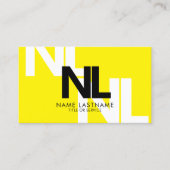 モノグラムはっきりしたイエロー白黒ミニマルカッコいいリスト 名刺 (正面)