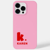 モノグラムはっきりしたイニシャルと名前レッドピンク Case-Mate iPhoneケース (裏面)