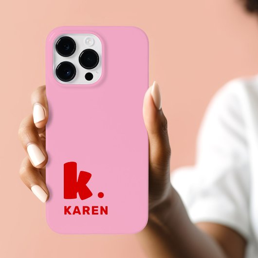 モノグラムはっきりしたイニシャルと名前レッドピンク Case-Mate iPhoneケース