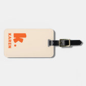 モノグラムはっきりしたイニシャルと名前orange ラゲッジタグ (正面横)