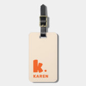 モノグラムはっきりしたイニシャルと名前orange ラゲッジタグ (正面縦)