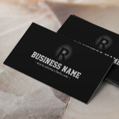 モノグラムはっきりしたイニシャルモダンブラック写真 名刺
