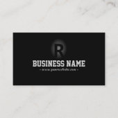 モノグラムはっきりしたイニシャルモダンブラック写真 名刺 (正面)