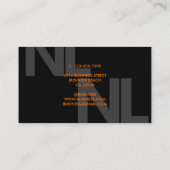 モノグラムはっきりしたオレンジブラックミニマルスタイリッシュリスト 名刺 (裏面)