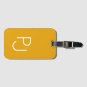 モノグラムはっきりしたカスタムレトロマスタード ラゲッジタグ (正面横)