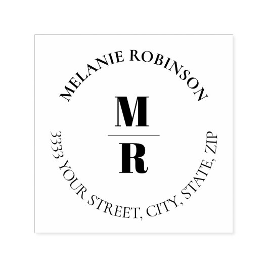 モノグラムはっきりしたサークル差出人住所 セルフインキングスタンプ (デザイン)