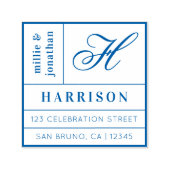 モノグラムはっきりしたスクリプトとタイポグラフィ差出人住所 セルフインキングスタンプ (デザイン)