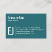 モノグラムはっきりしたターコイズと金ゴールド詳細 名刺 (裏面)