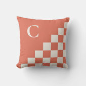 モノグラムはっきりしたテラコッタクリーム幾何学模様 クッション (正面)