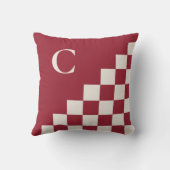 モノグラムはっきりしたバーガンディレッドクリーム幾何学模様 クッション (裏面)