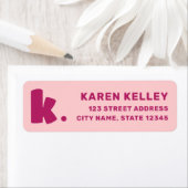 モノグラムはっきりしたピンクブルゴーニュ差出人住所 ラベル (インサイチュ)