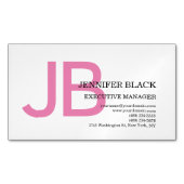 モノグラムはっきりしたピンク白モダン平野 マグネット名刺 (正面)