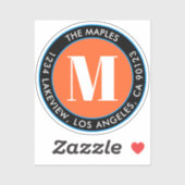 モノグラムはっきりしたブラックオレンジブルー透明澄ん色 シール (シート)