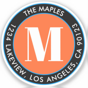 モノグラムはっきりしたブラックオレンジブルー透明澄ん色 シール