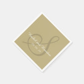 モノグラムはっきりしたベージュ色カラー結婚紙ナプキン スタンダードカクテルナプキン (角)