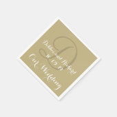 モノグラムはっきりしたベージュ色カラー結婚紙ナプキン スタンダードカクテルナプキン (角)