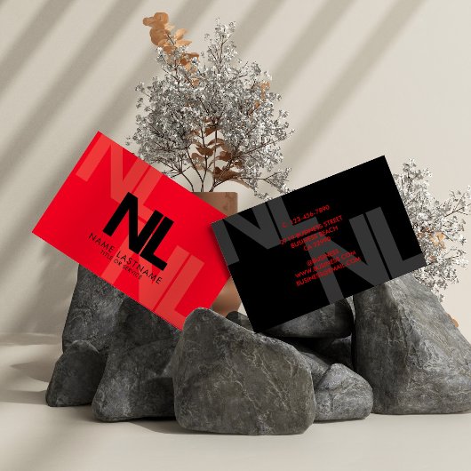 モノグラムはっきりしたレッドブラックミニマルスタイリッシュリスト 名刺