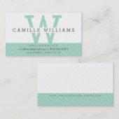 モノグラムはっきりしたロモダンゴシンプルイニシャルミント 名刺 (正面/裏面)