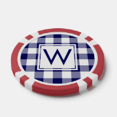 モノグラムはっきりした付き海軍と白のバッファローのプレイド ポーカーチップ (シングル)