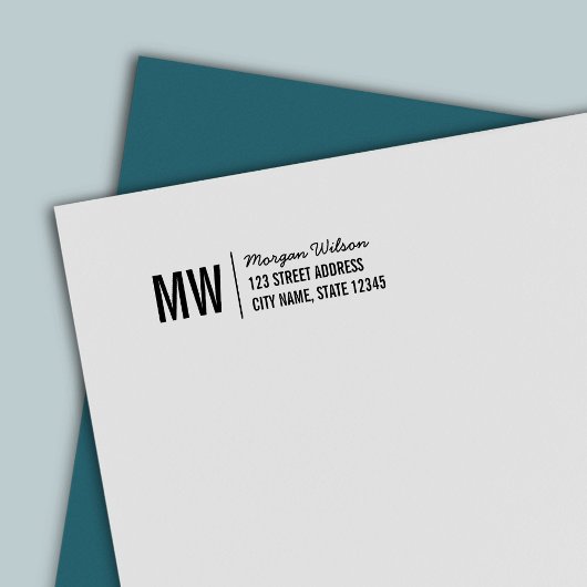 モノグラムはっきりした区切り文字スクリプト名差出人住所 セルフインキングスタンプ