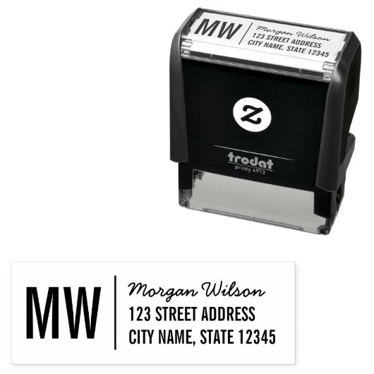 モノグラムはっきりした区切り文字スクリプト名差出人住所 セルフインキングスタンプ (インサイチュ)