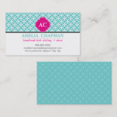 モノグラムはっきりした幾何学円ターコイズピンク 名刺 (正面/裏面)